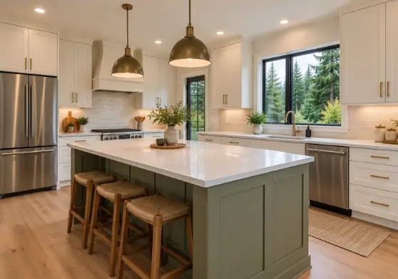 A remodeled kitchen interior