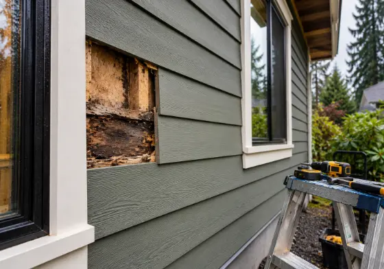 Siding work on a house